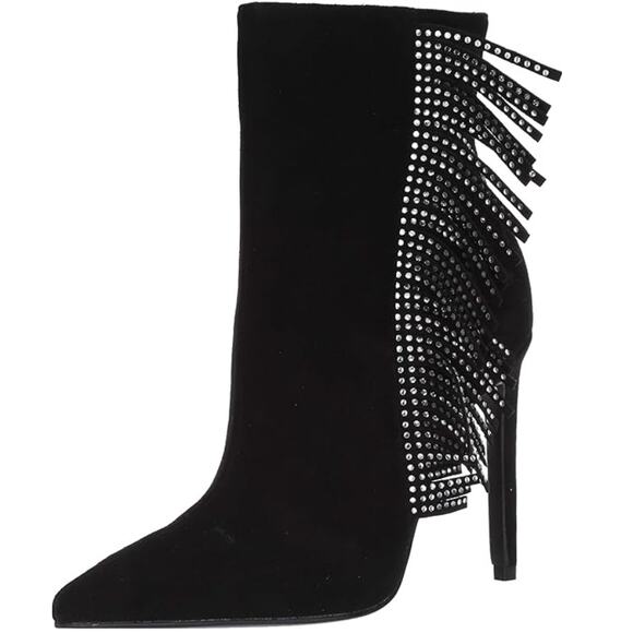 House of Harlow 1960 Revolve Ankle Booties Women’s Asher Zip Fringe Sz 9.5 Black - Picture 1 of 10